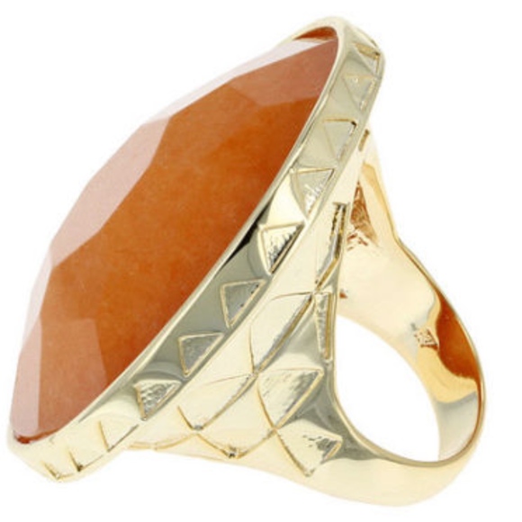 Orange Quartzite 18k Yellow Gold/Bronze Ring Size5 - Picture 2 of 8
